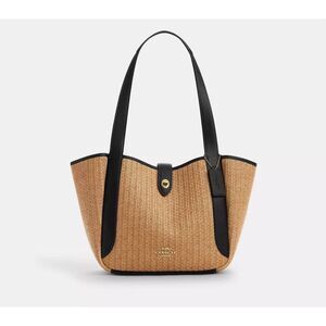 LAST NWT COACH Hadley Turn Lock Tote Bag
Toast/Black Straw Smooth Leather CAL87